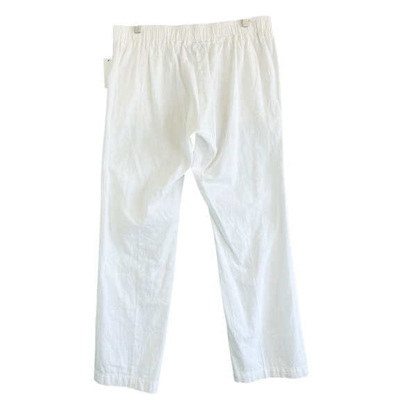 PURE AMICI Linen Cotton Wide Leg Pants Pockets White Drawstring Size Medium NWT - Picture 2 of 10